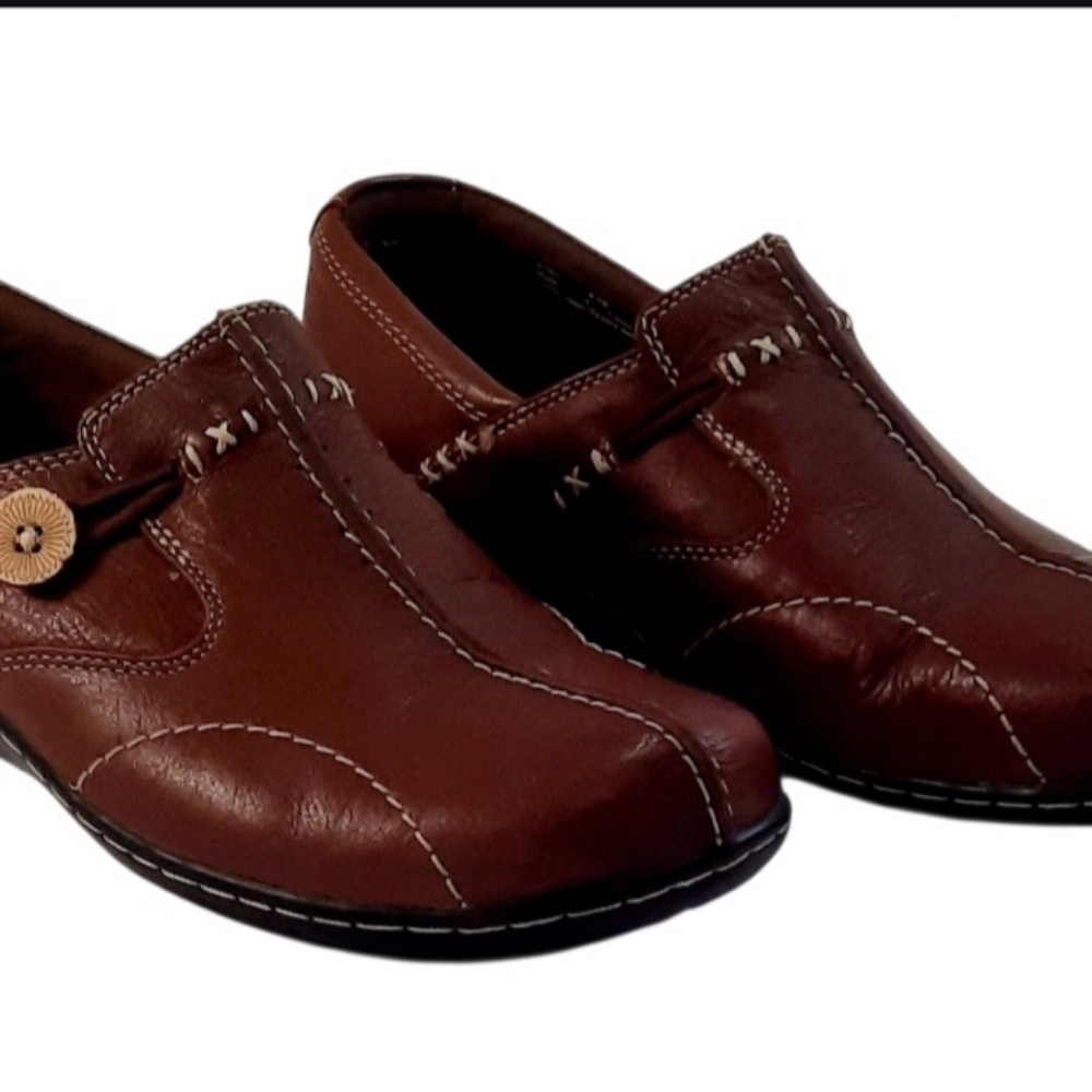 Clarks Bendables Sixty Delta Loafer Womens Brown Leather Slip On Shoes Sz 8.5 M - Picture 3 of 5